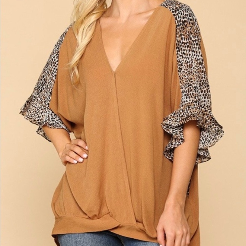 NWT Gigio+plus by Umgee animal print mix and solid blouse 1x - Picture 10 of 10